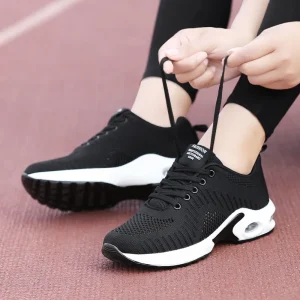 Women Casual Shoes Sneakers Breathable Knitted Upper Lightweight Black White Purple Walking and Running Sneakers for Woman