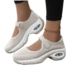 Women Casual Sporty Walking Mesh Hollow Out Slip On Platform Sneakers with PU Outsole and Cotton Lining All Seasons