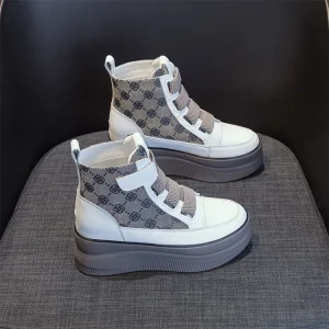 Women Comfortable Sneakers Height Increasing Sneakers Women Casual Canvas High Top Sneakers