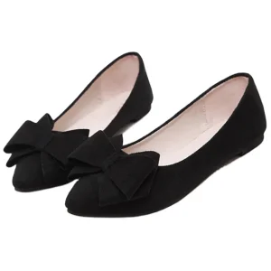 Women Fashion Dress Shoes Ladies Pointed Toe Bowknot Flat Shoes