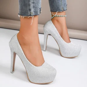 Women High Heels Candy Color Platform Sole Thin Heel Low Cut Pumps Black