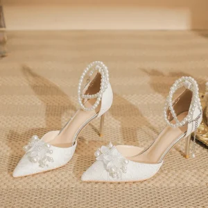 Women High Heels Pumps Lady Sexy Wedding Bridal Thin High Heels White Solid Party Prom Valentine Office Quality Prom Shoes