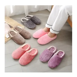 Women Indoor Slippers Warm Plush Home Slipper Autumn Winter Shoes Flat Floor Soft Silent Slides for Bedroom