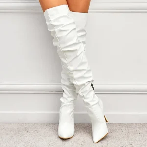 Women Platform High Boots Fashion Zipper Point Toe Long Boots Ladies Sexy High Heel Thigh Boots