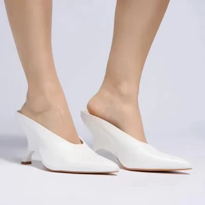 Women Point Toe Mid Heeled Mules Slipper Mule Pump Fashion High Heel Slipper