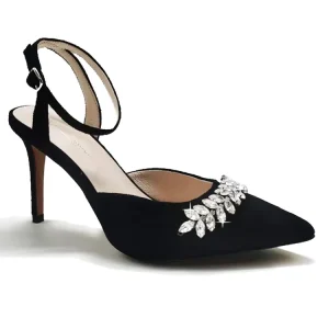 Women Sandals Leather Pointed Toe Crystal Lady Leather Shoes Wedding Shoes for Bride