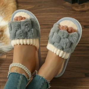 Women Slippers Cotton Plush Warm Light EVA Flat Bottom Non-slip Comfortable Slides Winter Shoes