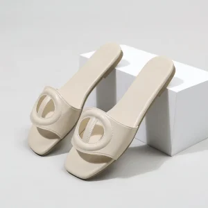 Women Slippers Vacation Casual All Match Net Flat Bottomed European and American Lazy Sandals