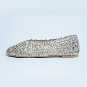 Women Summer Lightweight Cushioned Hollow Silver Round Toe Slip-On Flats Shoes