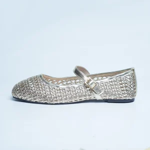 Women Summer Luxury Designer Silver Mary Jane Baller Sandal Flat Shoes