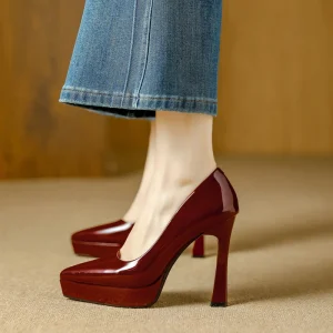 Women Wedding Shoes Closed Toe Design Light Elegant Square High Heel Femme Dress Shoes Ladies Pumps Heeled Sandals for Women