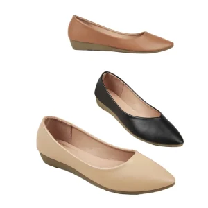 Women Wedge Heel Work Shoes PU Upper PVC Outsole Anti Slip Pointed Toe Slip On Lightweight Spring Summer