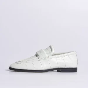 Women White Leather Office Slip on Loafers Flat Shoes