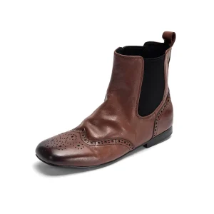 Women Winter Autumn Fashion Square Toe Flat Heel Slip On Cow Leather Ankle Chelsea Boot EVA Midsole Genuine