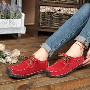 Women Winter Warm 100% Genuine Leather Flat Shoes Casual Loafers Slip On Women’s Flats Plush Shoes Moccasins