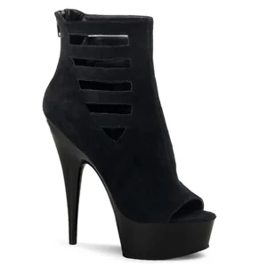 Women’s 15 cm Black Hollow Thin Heel High Heels 6 Inch Platform Fish Mouth Design Autumn Ankle for Pole Dance