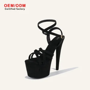Women’s 17CM High Heel Sandals with Buckle Straps for Nightclubs Runway Extra Thick Platform Heels Stage Shoes