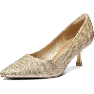 Women’s 2 Inch PU Leather Pointed Toe Low Kitten Heel Dress Pumps Shoes