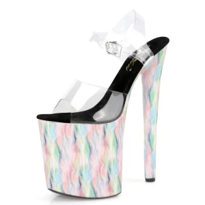 Women’s 20cm Clear Upper Strip Pole Dance Catwalk Platform Sandals 8Inch Stripper Heels Sexy Fetish Shoes High Heels Elegant