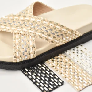 Women’s 3.8CM Polyester PU Leather Woven Webbing Tape Sandal Trim Shoe Upper Accessories