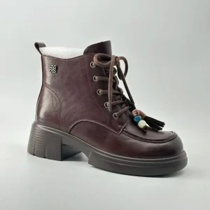 Women’s 6cm Thick Sole Short Leg Boots Autumn Winter Casual Style High Top Lace Up Closure Black Shiny Leather Lacquer