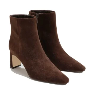 Women’s Ankle Boots Chunky Low Heel Square Toe Heeled Booties with Side Zipper Fall Winter Dress Short Boots