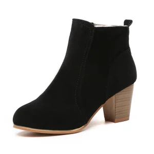 Women’s Ankle Boots Slip-On Waterproof Solid Pattern Side Belt Autumn/Winter Positioned