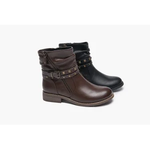 Women’s Ankle Boots Upper PU Closure Warming Snow Boots Women Rivet Shoes Ladies Ankle Winter Snow Boots