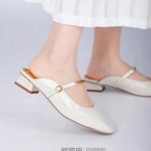 Women’s Ankle Strap Mule Sandals Genuine Leather Summer Low Heel Shoes Fashion Trend Factory Direct Sales