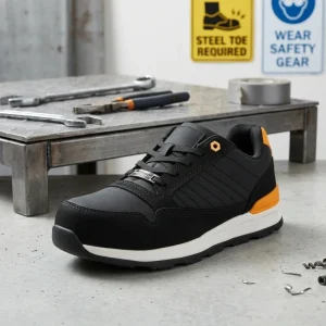 Women’s Anti Slip Composite Toe Industrial Shoe for Construction Black Yellow for 7 Wide