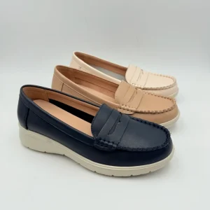 Women’s Anti Slip Flat Genuine Leather Business Formal Dress Slip On Loafers