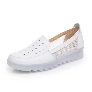 Women’s Anti-Slip White Nursing Shoes Full Grain Leather Oxford Outsole Summer Work Nurse Scarpe Da Tennis Infermiera