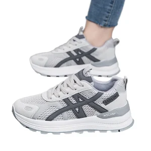 Women’s Anti slip and Wear resistant Running Casual Lightweight Shoes with Lace up Thick Soled Sports Shoes