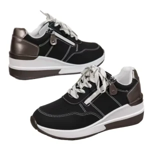 Women’s Autumn Casual Running Sneakers Height Increasing Lace Up Fashion Versatile Large Size Wedge Thick Soled Shoes