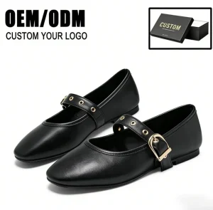Women’s Autumn Fashion Trend Mary Jane Flats Toe Ballet Flat Dressy Comfortable Office PU Upper Rubber Outsole Easy Slip on