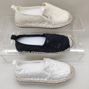 Women’s Autumn/Spring Espadrilles Flats New Arrival OEM Sequin Faux Suede Upper Lightweight Breathable Non Slip Sole Comfortable