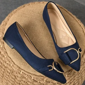 Women’s Autumn Summer Casual Ballerinas Anti-Slippery Flat Pointed Toe Shoes with Slip-On Closure Breathable Design