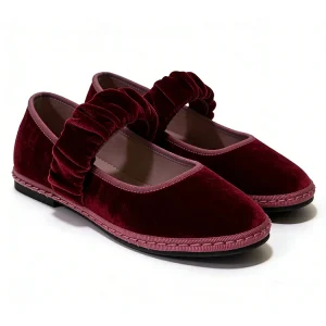 Women’s Autumn Velvet Ballet Flats Shoes Anti Slippery Light Weight Breathable Soft Slip On Closed Round Toe Flats