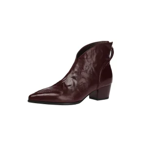 Women’s Autumn Winter Fashion Ankle Bootie Cow Leather ZIP Anti Slip Pointed Toe Sheepskin Lining EVA Midsole Rubber Outsole
