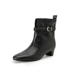 Women’s Autumn Winter Square Toe Ankle Zip Closure Chunky Heel Motorcycle Boots