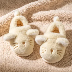 Women’s Autumn Winter Warm Indoor Plush Soft-soled Moon Shoes Cute Comfort Cat Slippers