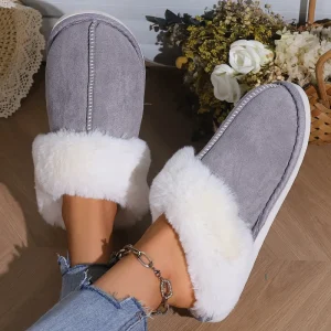 Women’s Autumn Winter Warm Plush Indoor Slippers Breathable Cotton Cross Border Design Men’s Women Home Slippers