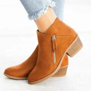 Women’s Autumn and Winter Thick Heel Leather Large Size Fashion Boots