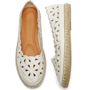 Women’s Ballet Flat Shoes with Daisy Toe Casual Slip On Rope Loafer PU Insole Lace Up Mary Jane Style for Autumn Dress