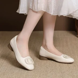 Women’s Ballet Flats Spring Autumn Pointed Toe One Pedal Low Top Soft PU Rubber Outsole PVC Lining Sock Closure Shoes
