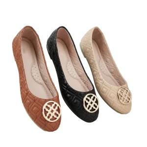 Women’s Ballet Flats Work Shoes PU Upper PVC Outsole Anti Slip Lightweight Fashion Trend Bow Detail Plaid Pattern Slip On Toe
