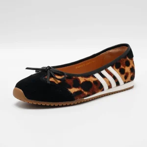 Women’s Ballet-style Leopard Print Genuine Leather Soft Light Weight Trainer Flats for Spring Summer Autumn