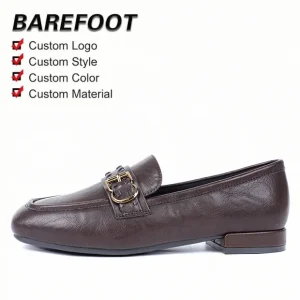 Women’s Black Camellia Decor Loafers Soft Leather Square Toe Flats Slip On Casual Office Mules Shoes