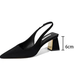 Women’s Black High Heels Slingback Pointed Toe Height Increasing Suede Upper Fashion Trend Shoes Summer Party Wedding
