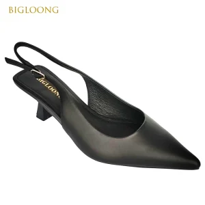 Women’s Black Lambskin Cushioned Soft Lightweight High Heel Slip On Mules Breathable Summer Autumn Shoes
